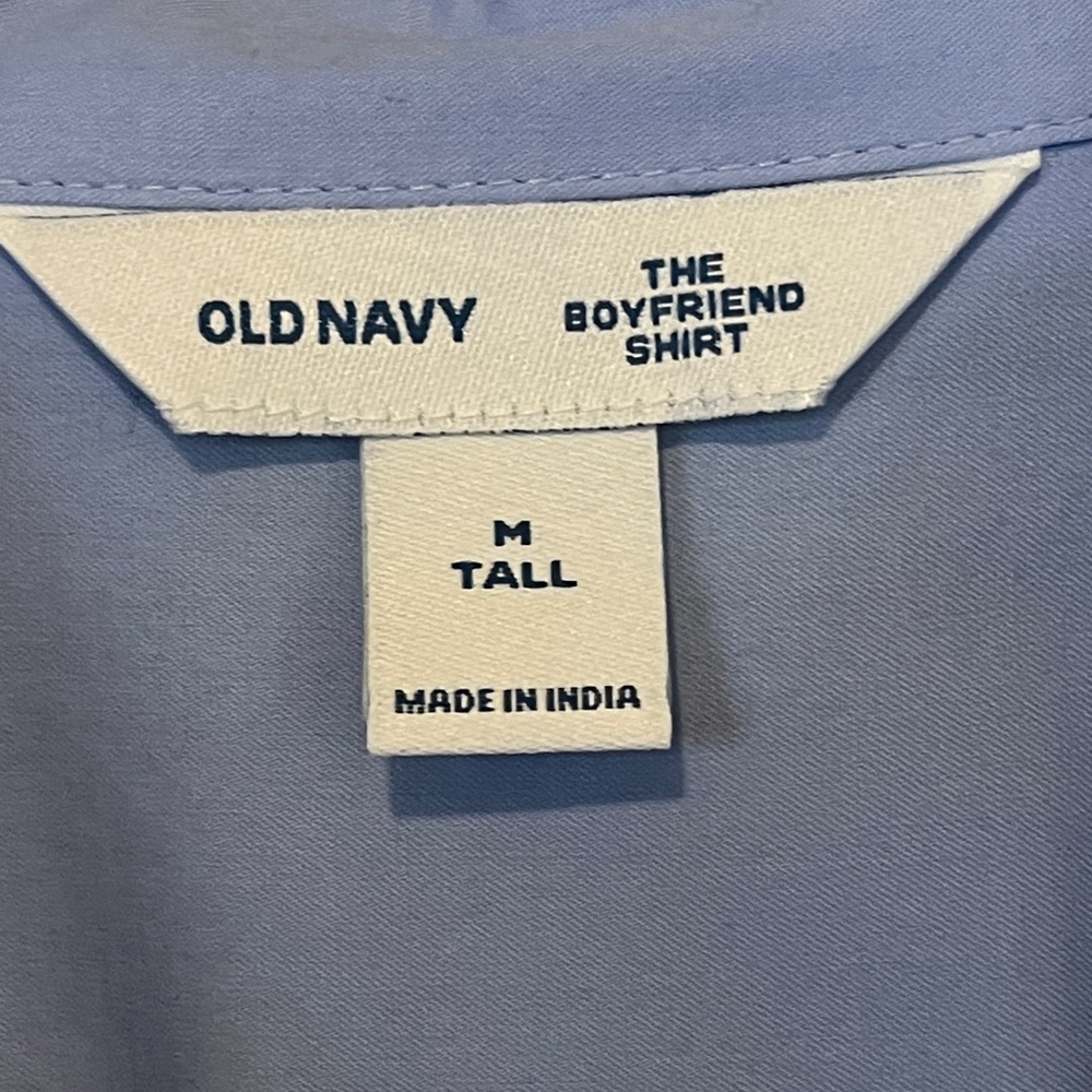 Old Navy Oversized Button- Down Cotton Boyfriend Shirt Oxford Blue Medium Tall - Picture 8 of 9